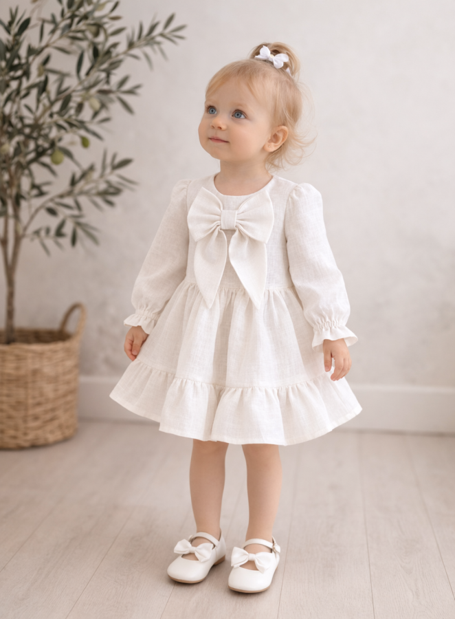 Lininė suknelė AURĖJA balta