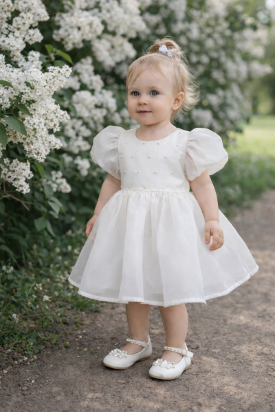 Organzos suknelė PERLA su kaspinu