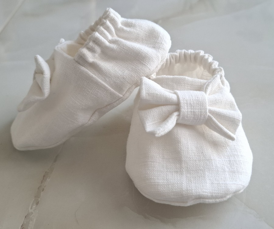 Lininiai Krikšto bateliai mergaitei