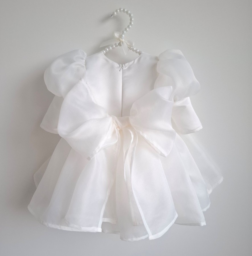 Organzos suknelė AIRA su kaspinu ilgomis rankovėmis