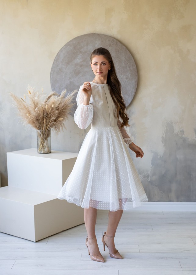 Lininė suknelė MILANA kreminė 